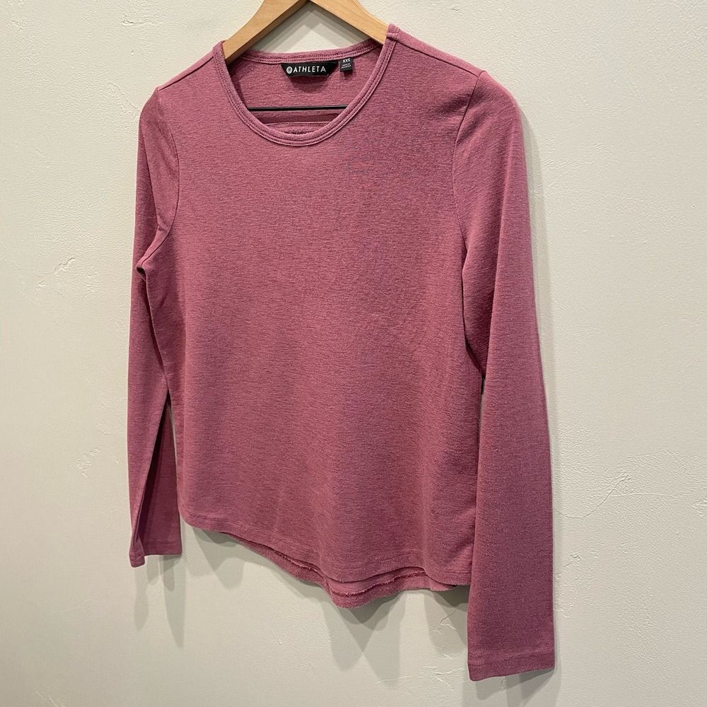 Athleta Pink Breezy Long Sleeve Back Cut Out Shirt - Size: XXS - Picture 4 of 6